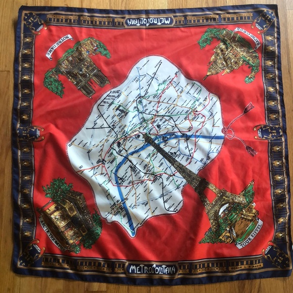 LAHMY SCARF PARIS FRANCE LANDMARKS souvenir EIFFEL TOWER NOTRE DAME VTG - Picture 4 of 16